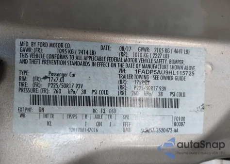 2017 Ford C-Max Hybrid Se из США, поврежденный, VIN 1FADP5AU9HL115725